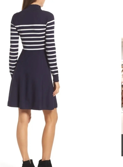 Eliza J mock neck striped fit & flare dress - Picture 2 of 9